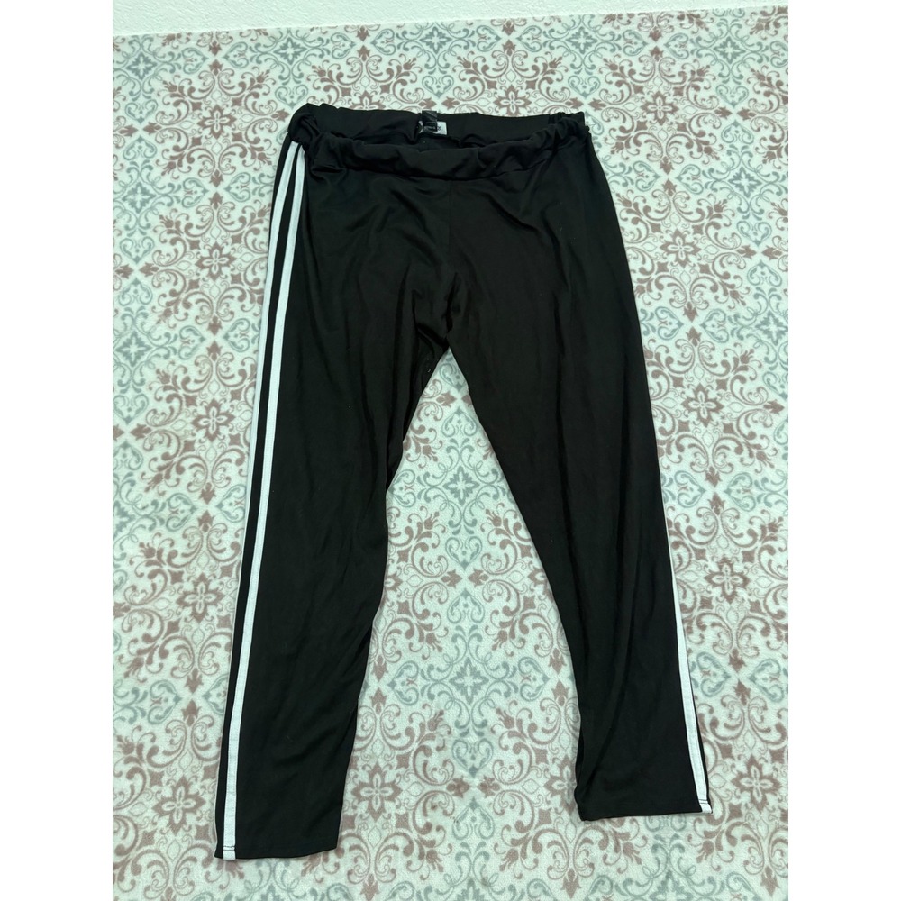 Joe Boxer Womens XL Black Leggings White Side Stripe Athletic Yoga Pants